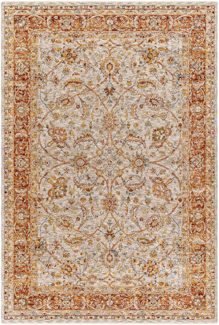 Dyan Traditional Style Rust And Beige Rug with Fringes - The Rug Decor