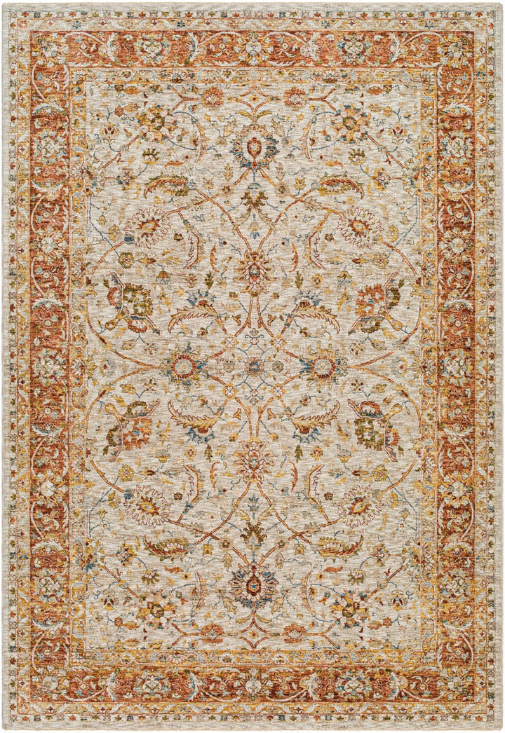 Dyan Traditional Style Rust And Beige Rug with Fringes - The Rug Decor