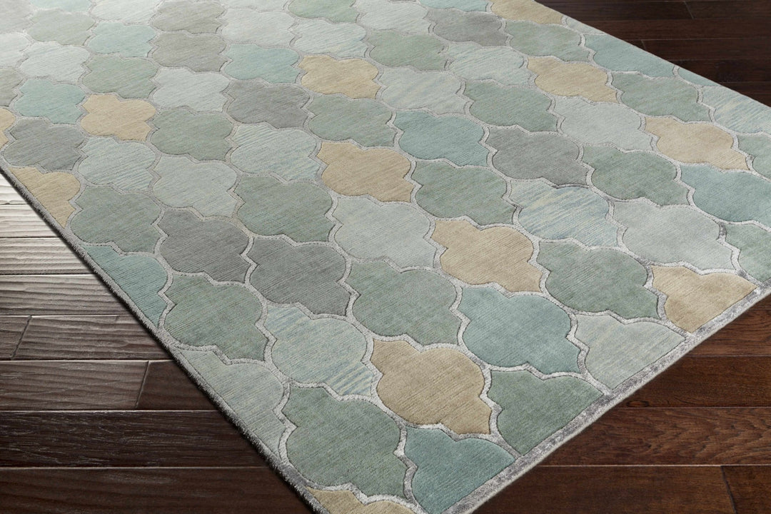 Eads Modern Style Blue And Green Hand Knotted Area Rug - The Rug Decor