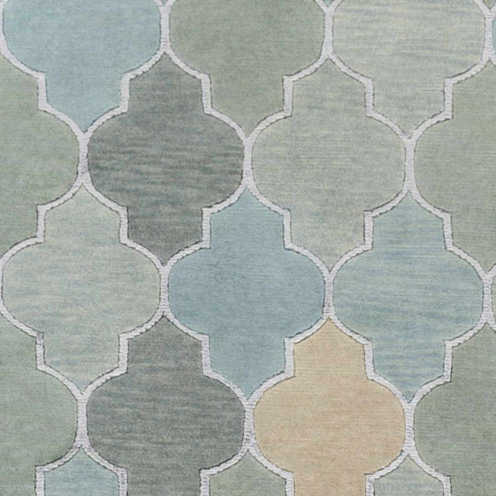 Eads Modern Style Blue And Green Hand Knotted Area Rug - The Rug Decor