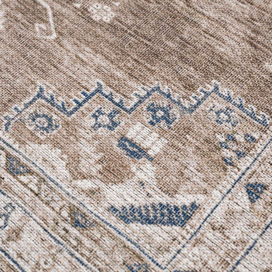 Earthy Turkish Design Dusty Sage And Cream Machine - Washable Rug - The Rug Decor