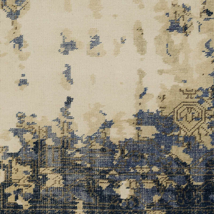 Eastvale Contemporary Abstract Beige And Navy Wool Rug - The Rug Decor