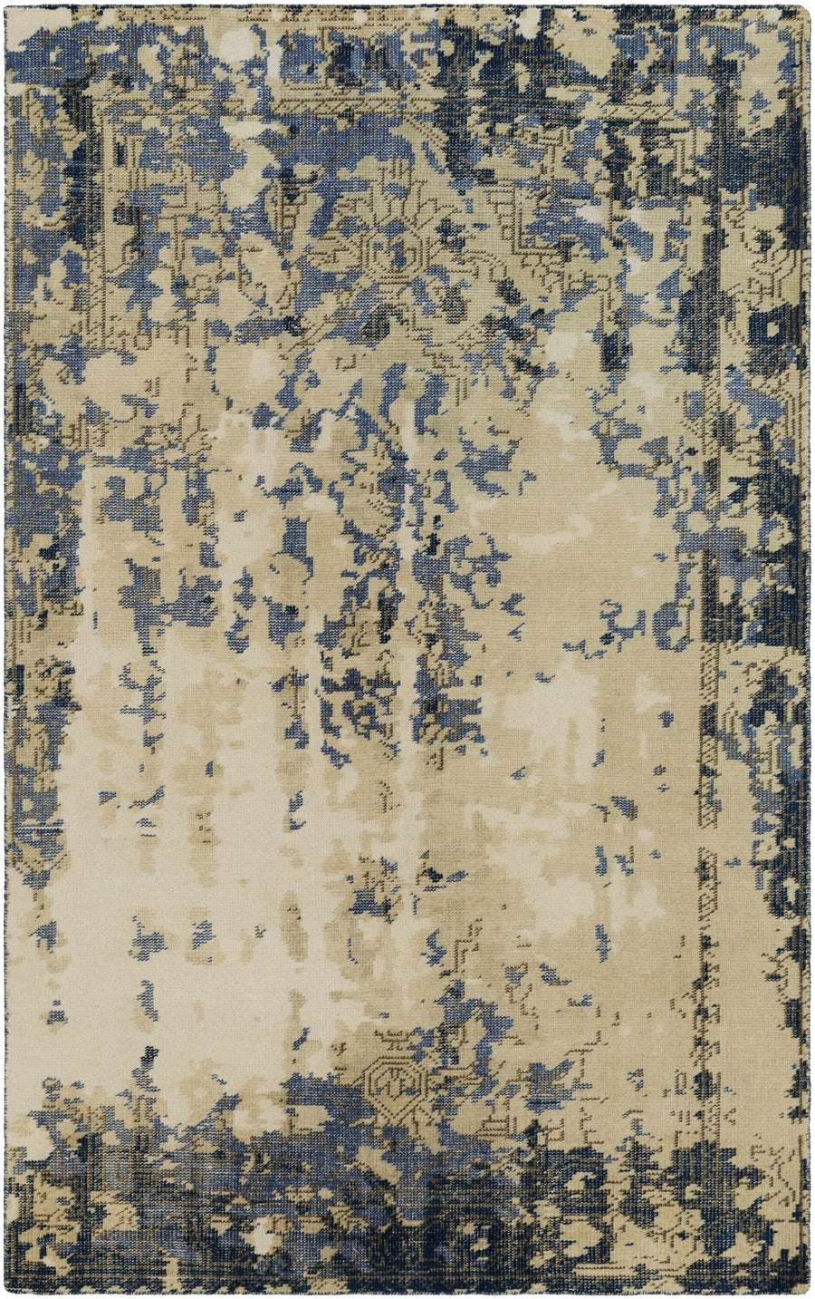 Eastvale Contemporary Abstract Beige And Navy Wool Rug - The Rug Decor
