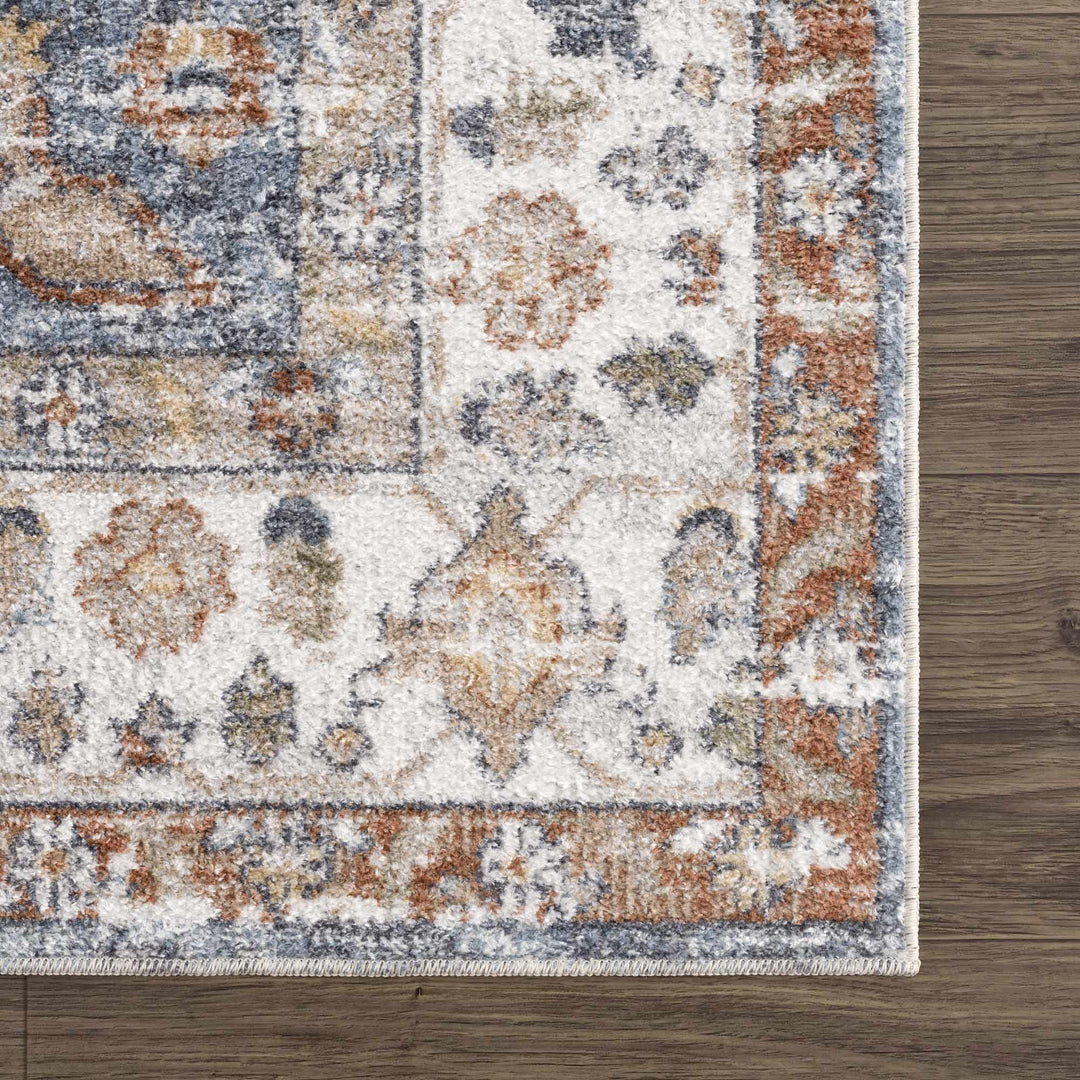 Ebbe Traditional Style Ivory And Gray Washable Rug - The Rug Decor