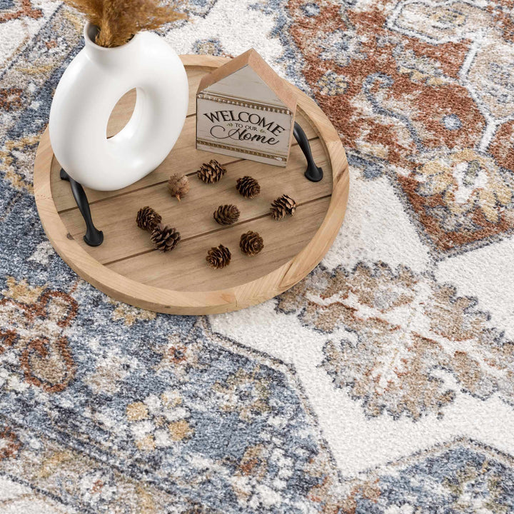 Ebbe Traditional Style Ivory And Gray Washable Rug - The Rug Decor