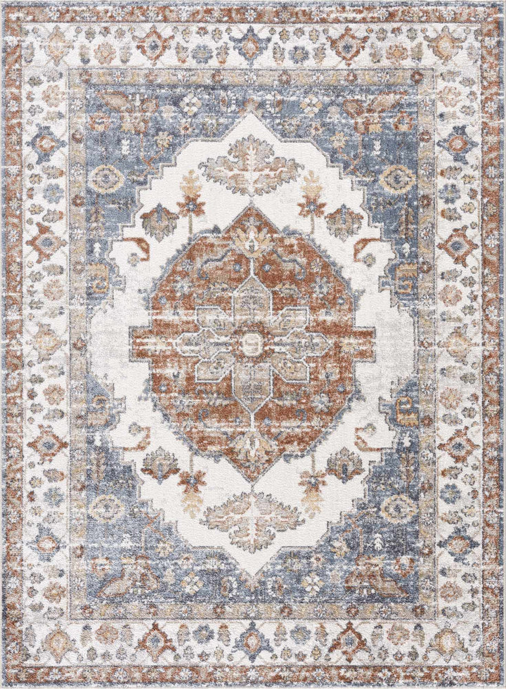 Ebbe Traditional Style Ivory And Gray Washable Rug - The Rug Decor