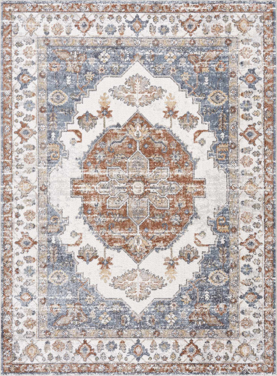 Ebbe Traditional Style Ivory And Gray Washable Rug - The Rug Decor
