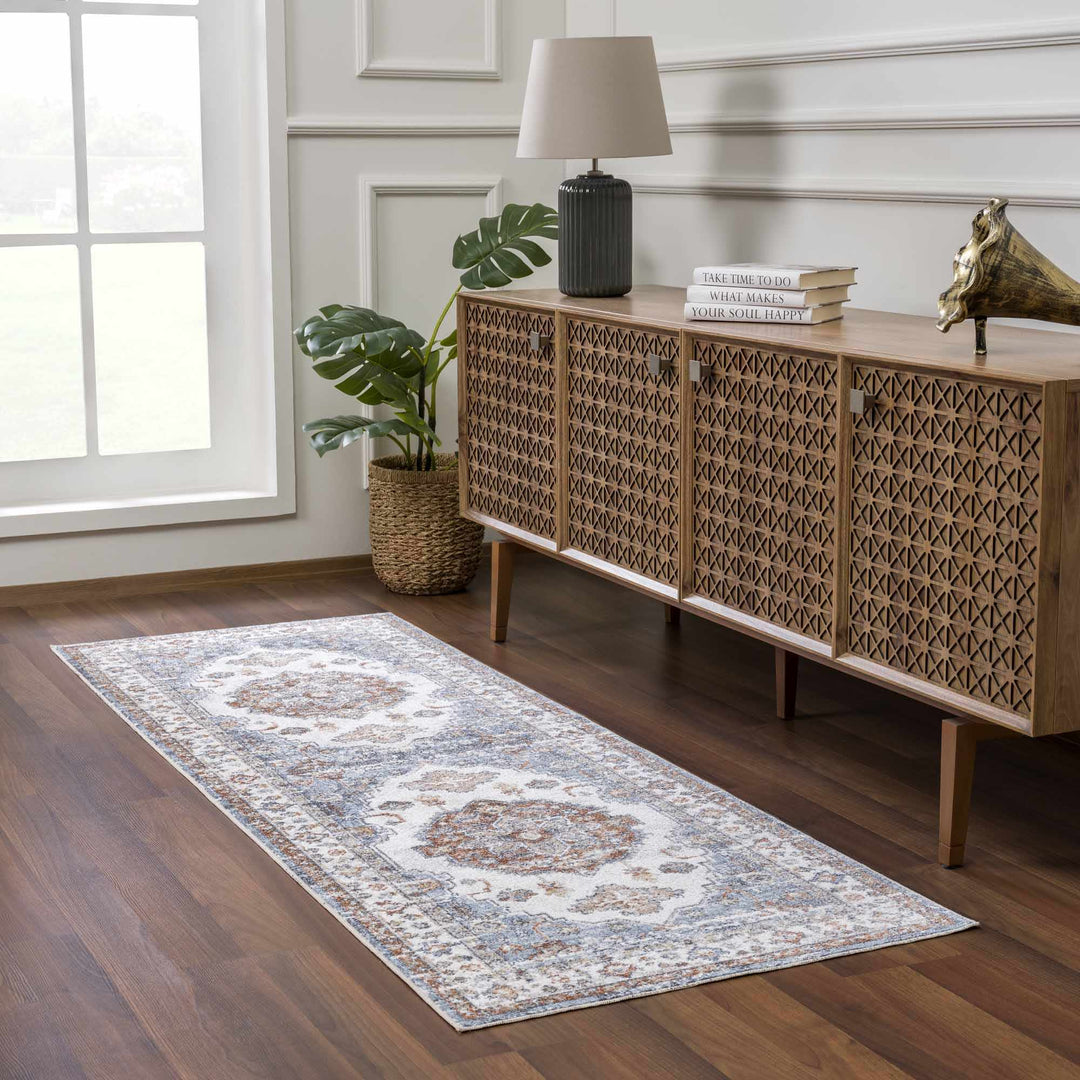 Ebbe Traditional Style Ivory And Gray Washable Rug - The Rug Decor