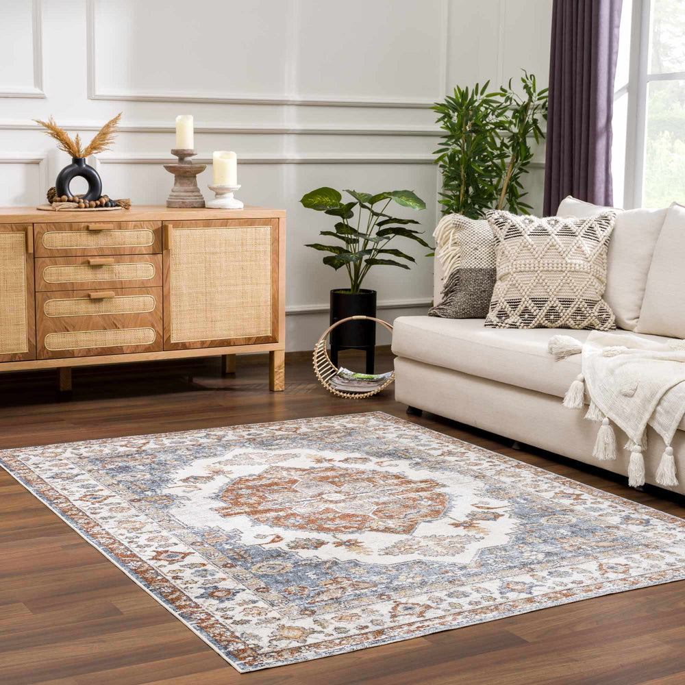 Ebbe Traditional Style Ivory And Gray Washable Rug - The Rug Decor