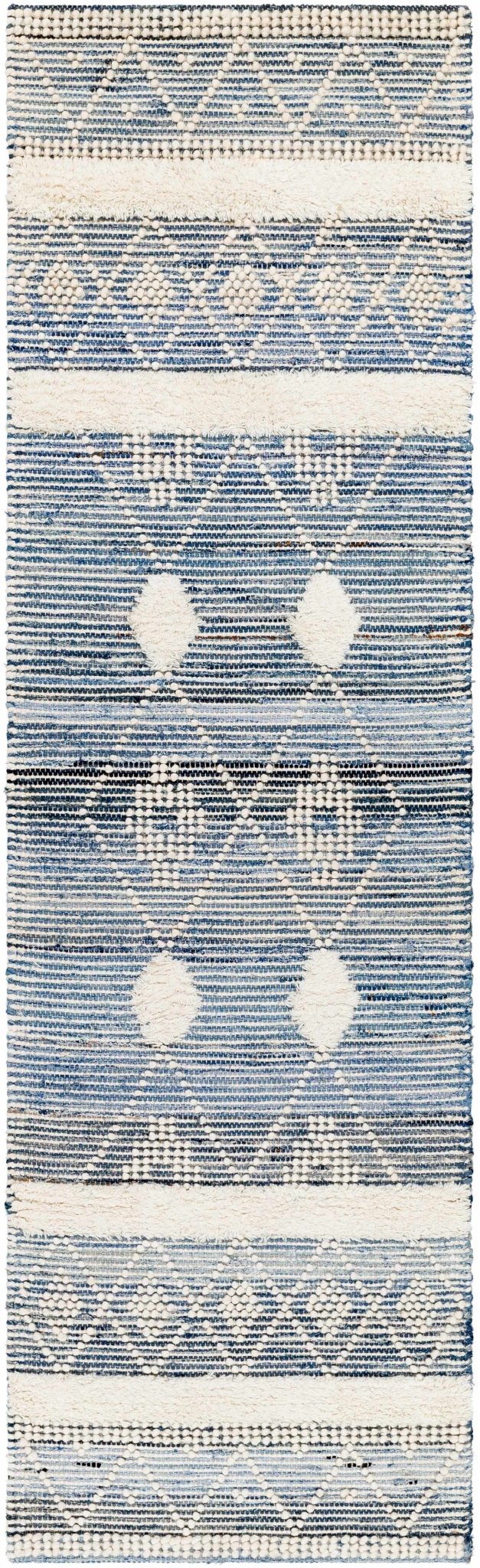 Eben Bohemian Style Ivory And Blue Hand Woven Wool Rug - The Rug Decor