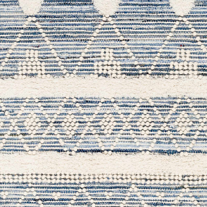 Eben Bohemian Style Ivory And Blue Hand Woven Wool Rug - The Rug Decor