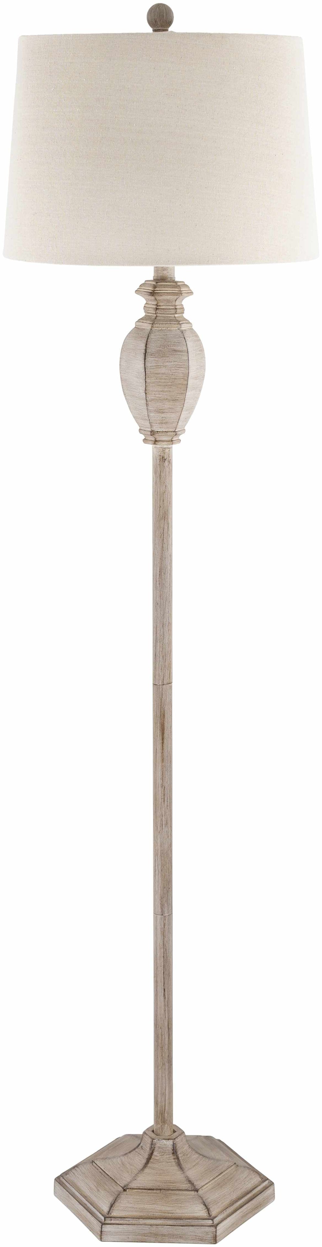 Esmeralda Gray & Beige Resin Floor Lamp – Traditional Accent Lighting with Linen Shade