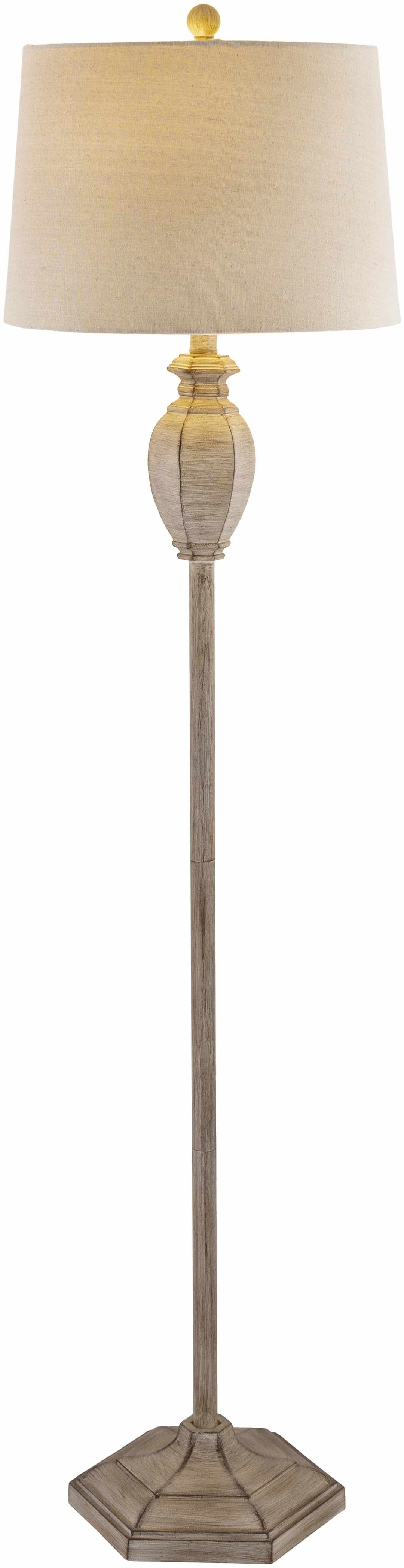 Esmeralda Gray & Beige Resin Floor Lamp – Traditional Accent Lighting with Linen Shade