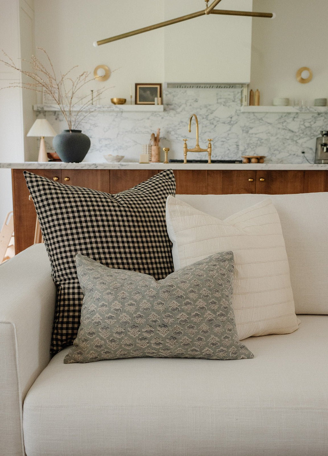 Eden Blue Floral Linen Pillow Cover - The Rug Decor