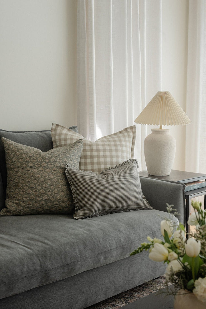 Eden Blue Floral Linen Pillow Cover - The Rug Decor