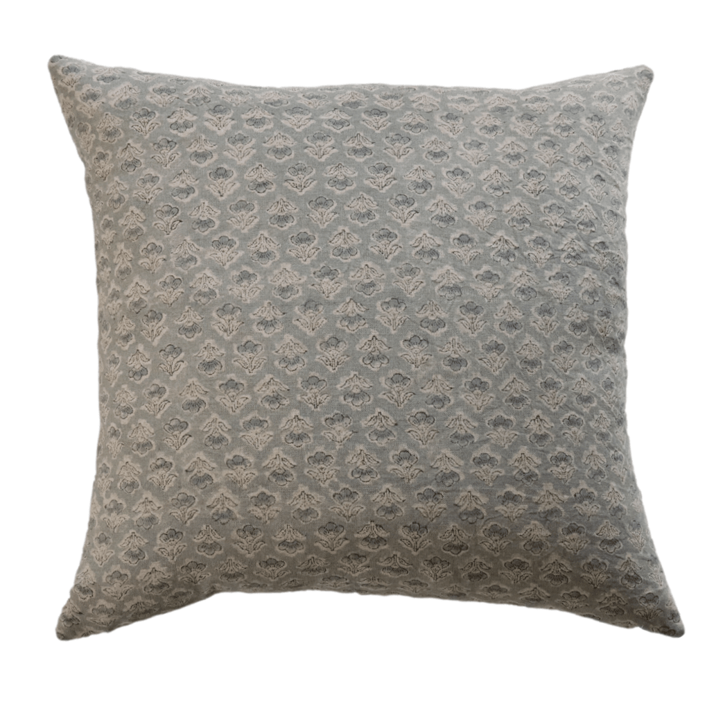 Eden Blue Floral Linen Pillow Cover - The Rug Decor