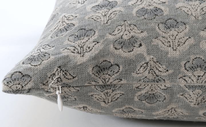 Eden Blue Floral Linen Pillow Cover - The Rug Decor