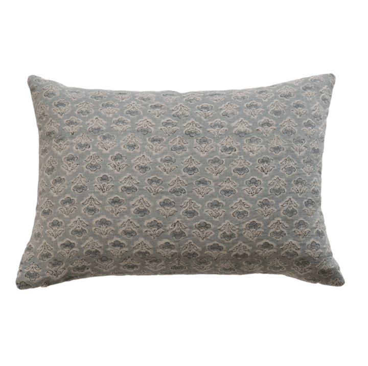 Eden Blue Floral Linen Pillow Cover - The Rug Decor