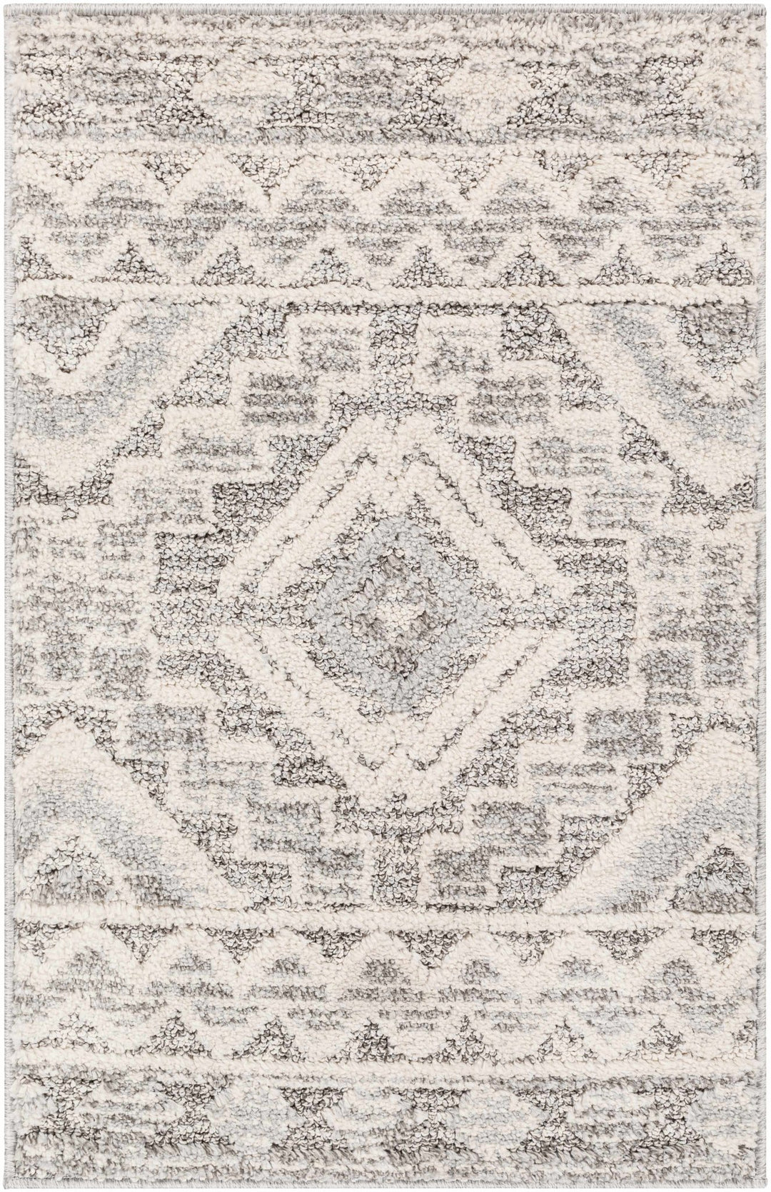 Edithvale Gray And Ivory Modern Geometrical Design Area Rug - The Rug Decor