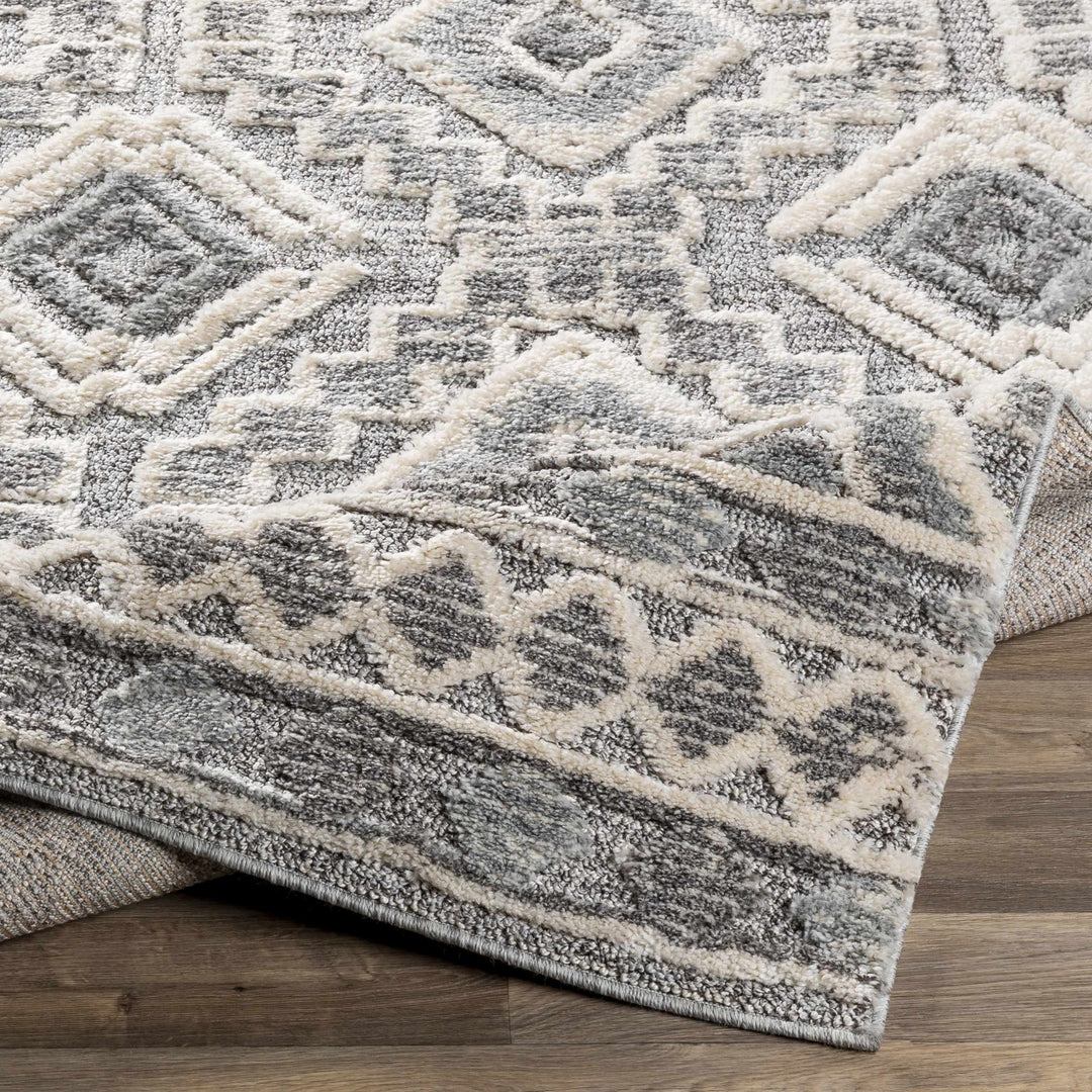 Edithvale Gray And Ivory Modern Geometrical Design Area Rug - The Rug Decor