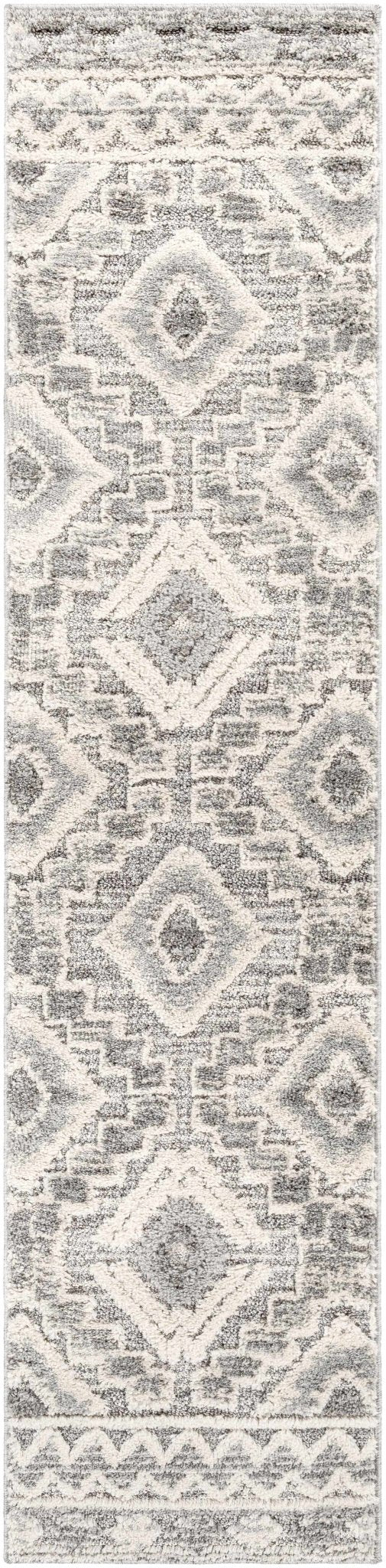 Edithvale Gray And Ivory Modern Geometrical Design Area Rug - The Rug Decor
