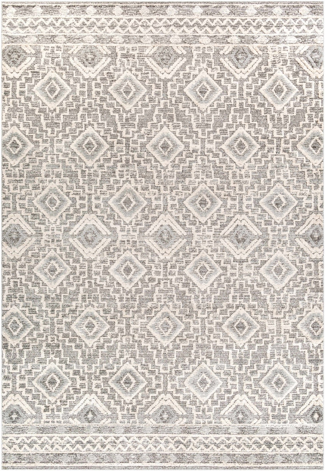 Edithvale Gray And Ivory Modern Geometrical Design Area Rug - The Rug Decor