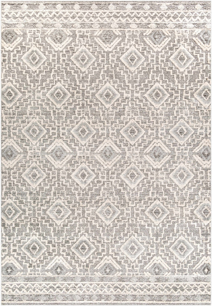 Edithvale Gray And Ivory Modern Geometrical Design Area Rug - The Rug Decor