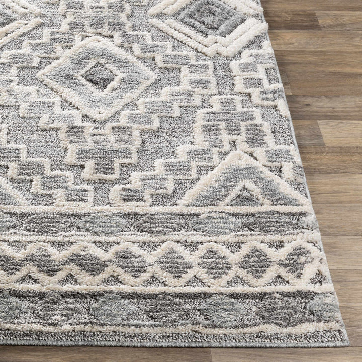 Edithvale Gray And Ivory Modern Geometrical Design Area Rug - The Rug Decor