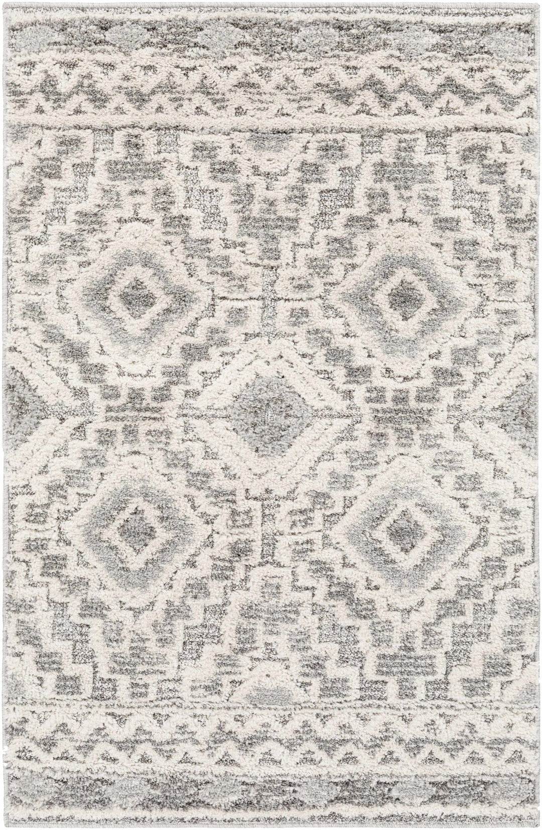 Edithvale Gray And Ivory Modern Geometrical Design Area Rug - The Rug Decor