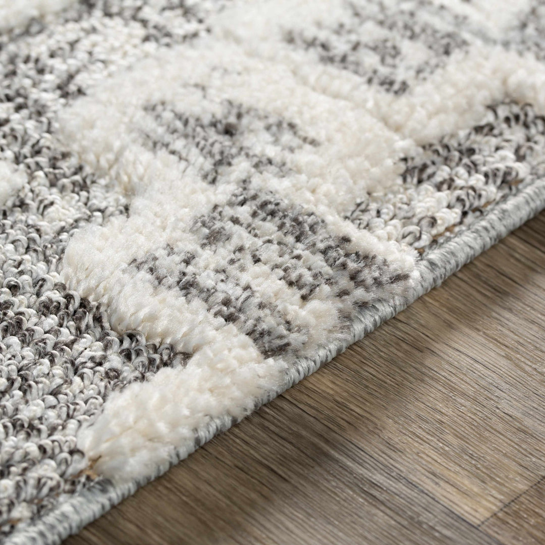 Edithvale Gray And Ivory Modern Geometrical Design Area Rug - The Rug Decor