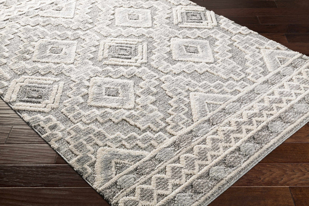 Edithvale Gray And Ivory Modern Geometrical Design Area Rug - The Rug Decor