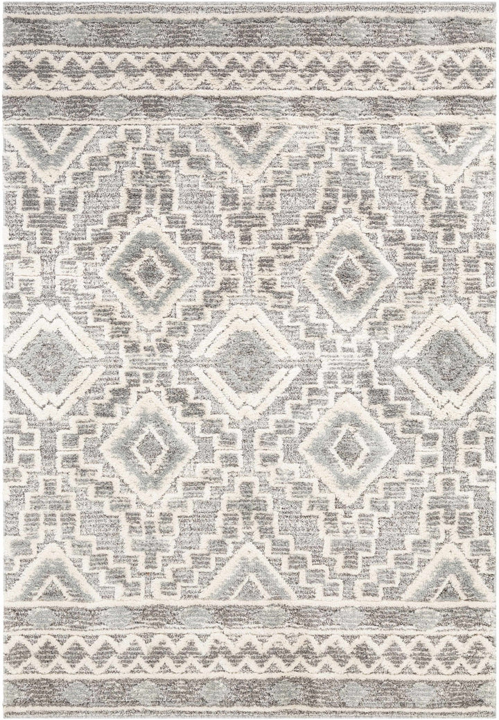 Edithvale Gray And Ivory Modern Geometrical Design Area Rug - The Rug Decor