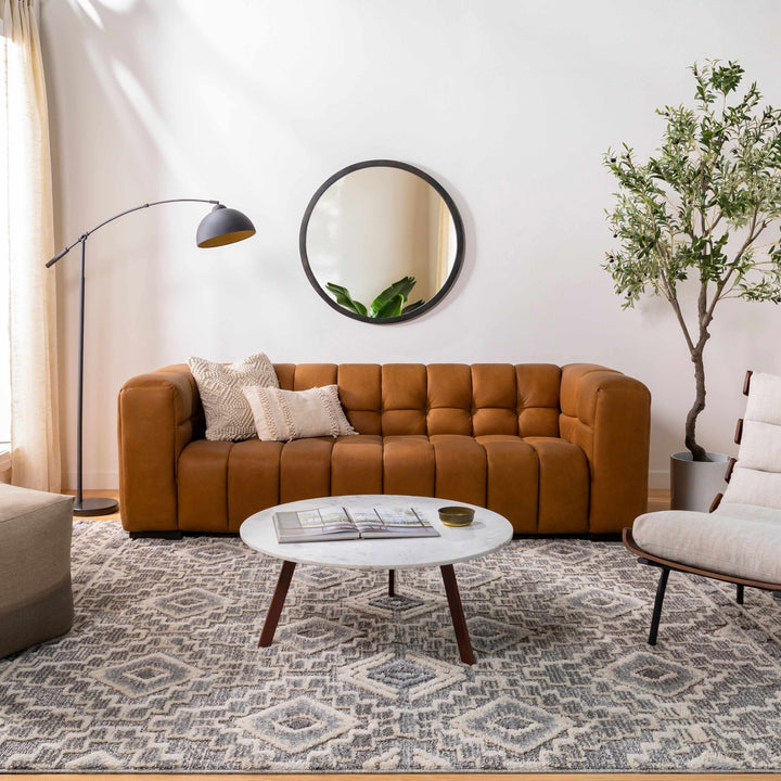 Edithvale Gray And Ivory Modern Geometrical Design Area Rug - The Rug Decor