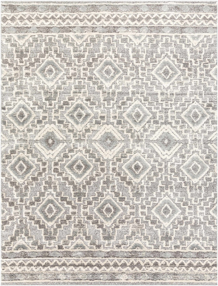 Edithvale Gray And Ivory Modern Geometrical Design Area Rug - The Rug Decor