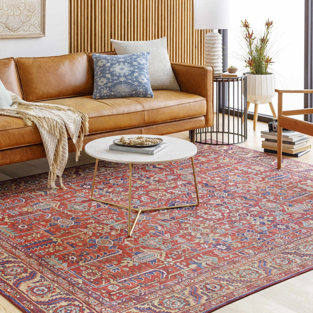 Edwardsburg Traditional Tribal Design Red And Blue Area Rug - The Rug Decor