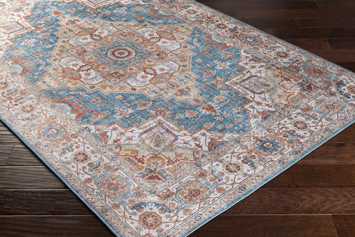 Eglinton Blue And Rust Traditional Style Area Rug - The Rug Decor