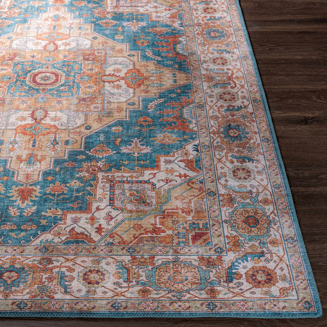 Eglinton Blue And Rust Traditional Style Area Rug - The Rug Decor