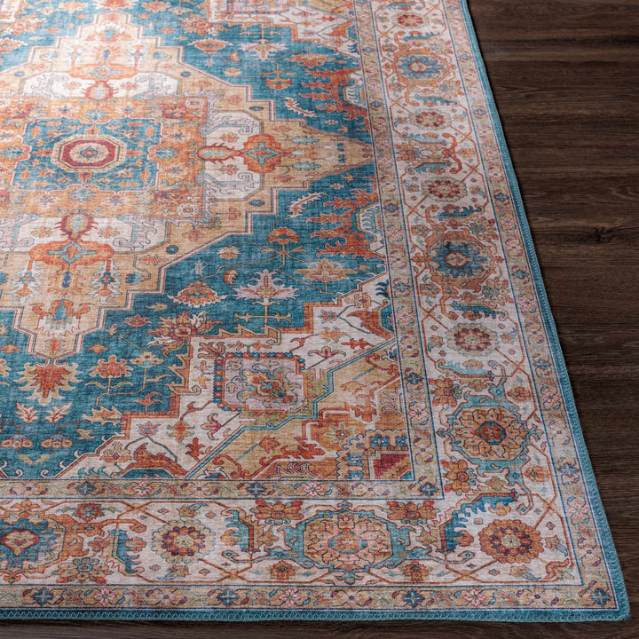 Eglinton Blue And Rust Traditional Style Area Rug - The Rug Decor