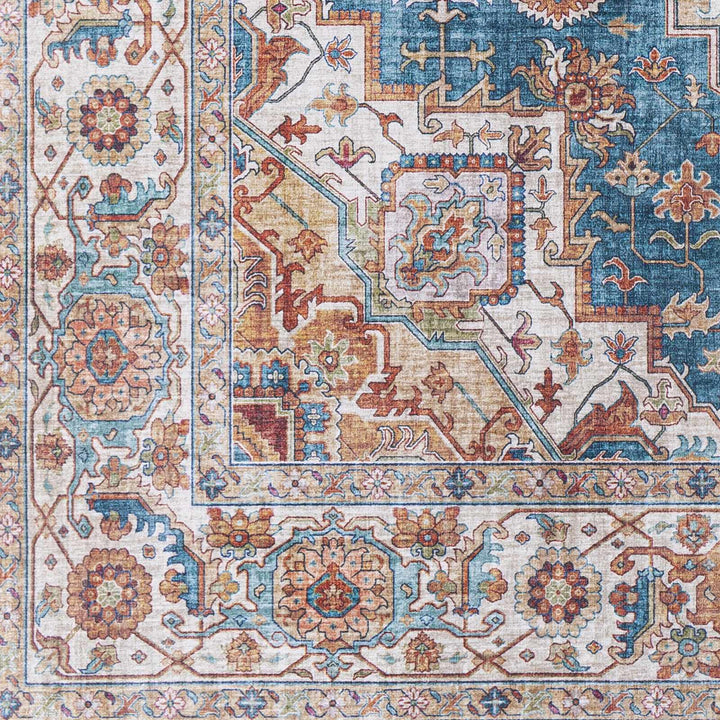 Eglinton Blue And Rust Traditional Style Area Rug - The Rug Decor