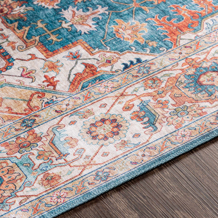Eglinton Blue And Rust Traditional Style Area Rug - The Rug Decor