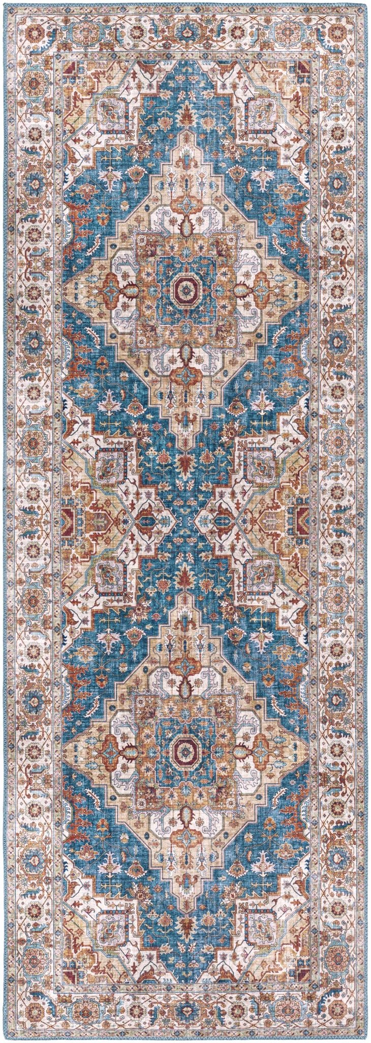 Eglinton Blue And Rust Traditional Style Area Rug - The Rug Decor