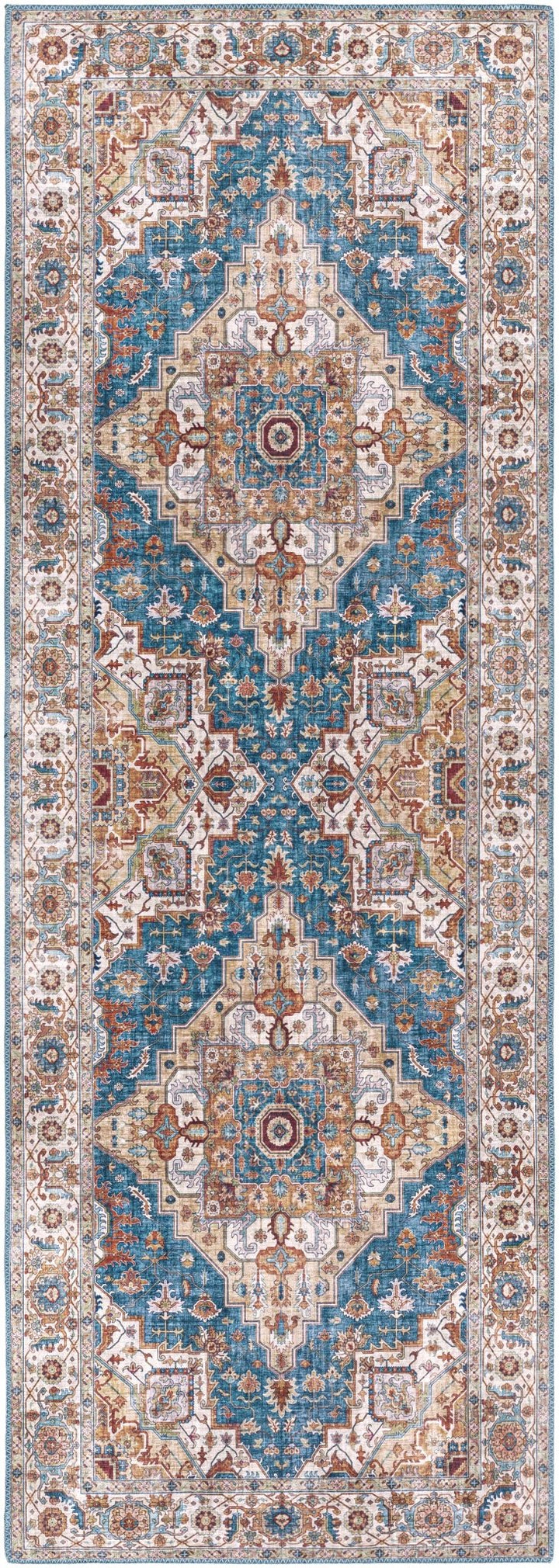 Eglinton Blue And Rust Traditional Style Area Rug - The Rug Decor