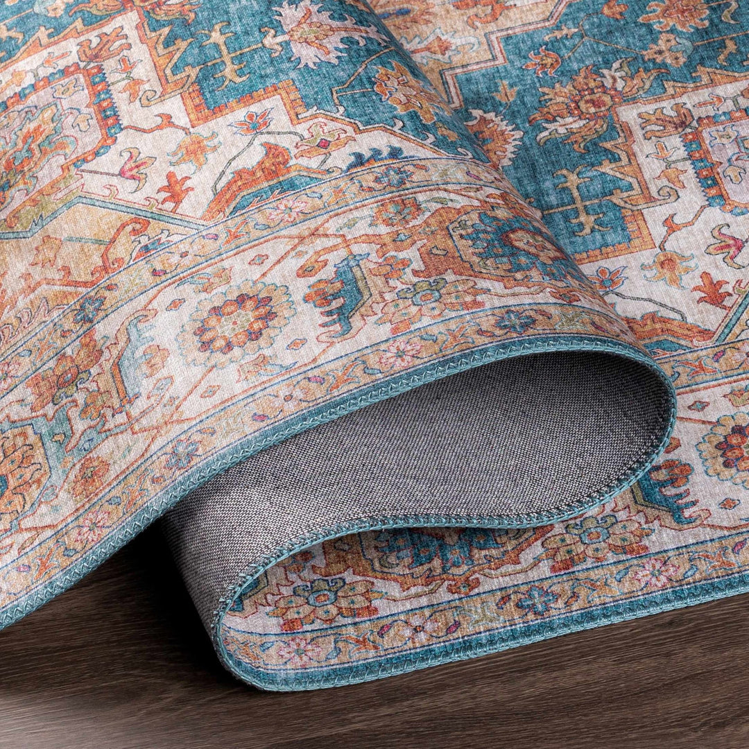 Eglinton Blue And Rust Traditional Style Area Rug - The Rug Decor