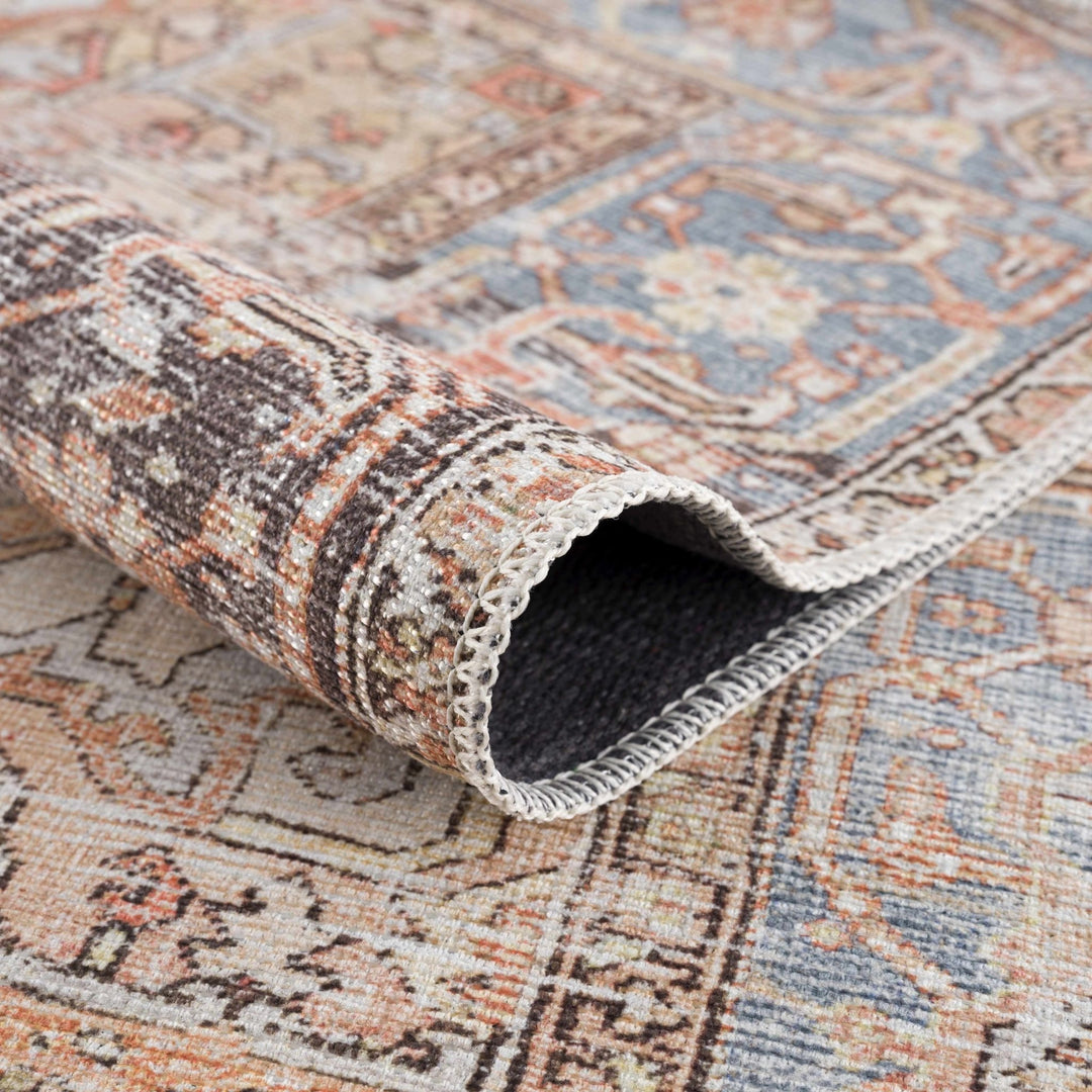 Eira Traditional Distressed Rust And Gray Washable Rug - The Rug Decor
