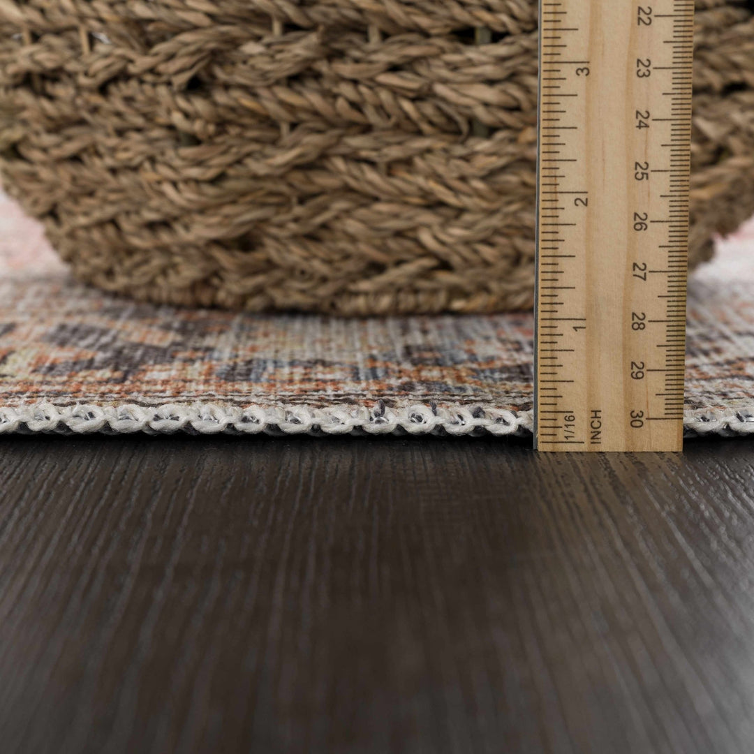 Eira Traditional Distressed Rust And Gray Washable Rug - The Rug Decor