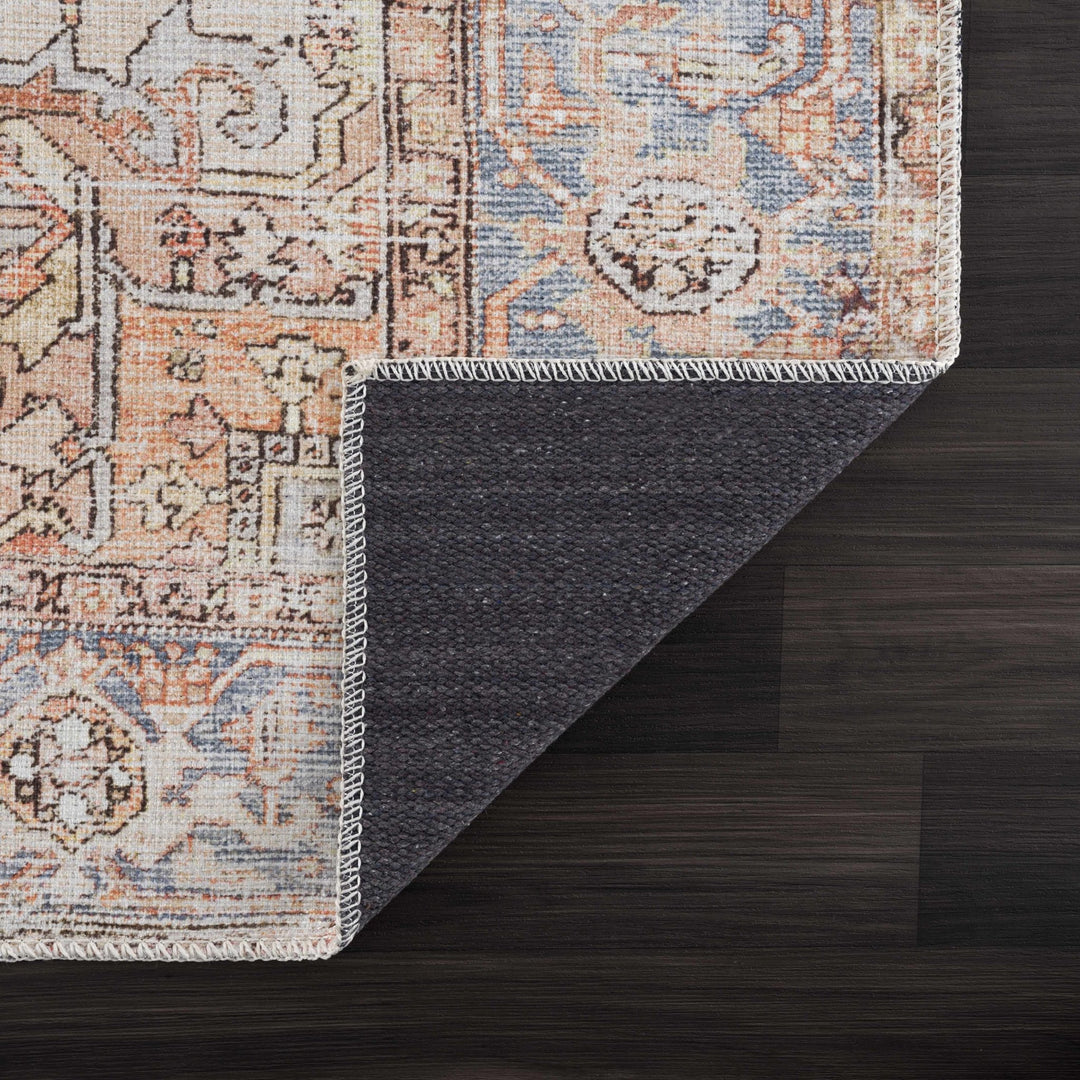 Eira Traditional Distressed Rust And Gray Washable Rug - The Rug Decor