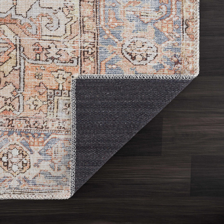 Eira Traditional Distressed Rust And Gray Washable Rug - The Rug Decor