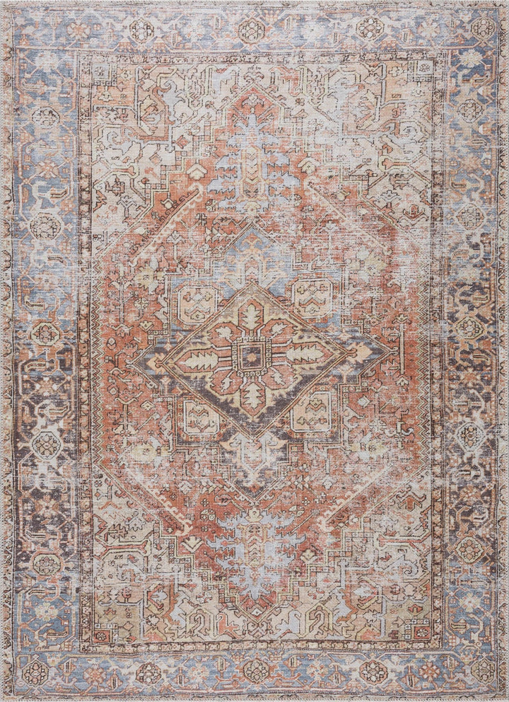 Eira Traditional Distressed Rust And Gray Washable Rug - The Rug Decor