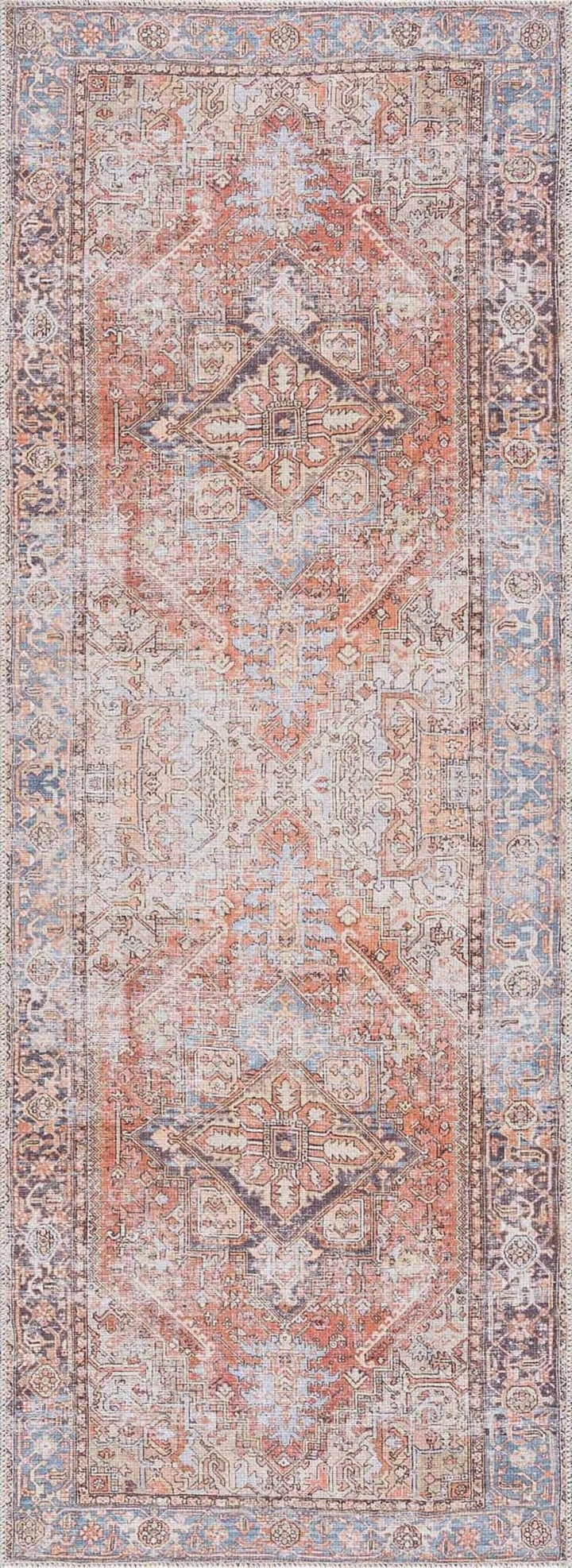 Eira Traditional Distressed Rust And Gray Washable Rug - The Rug Decor