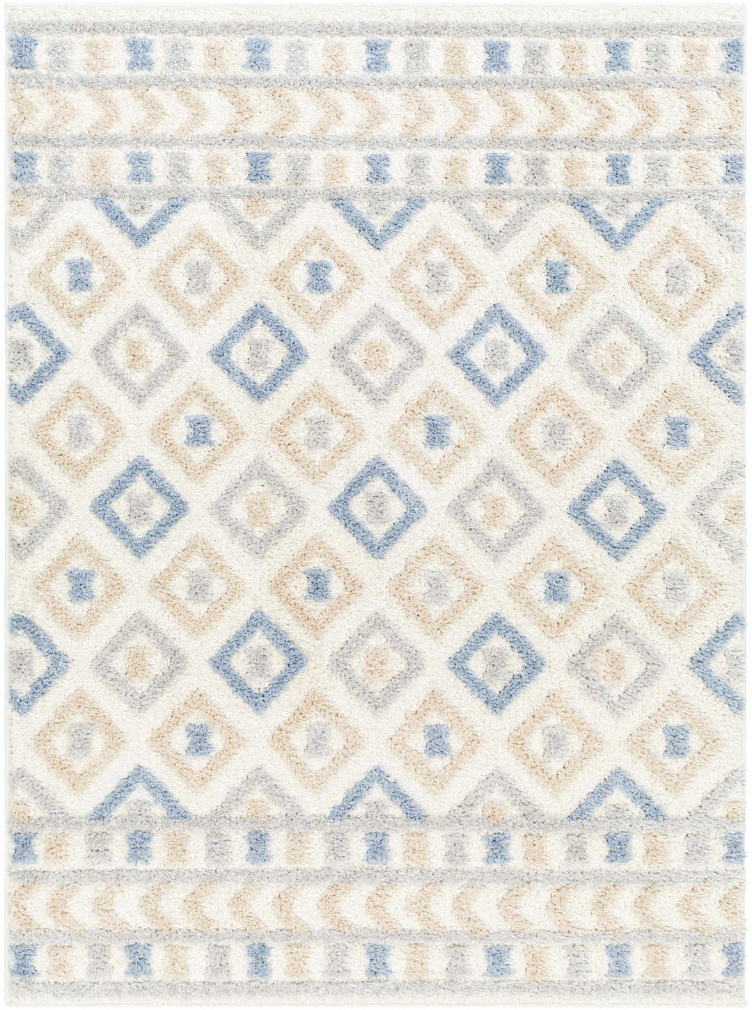 Eivin Modern Geometrical Design Beige And Blue Area Rug - The Rug Decor
